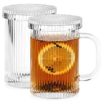 Northix Staklene šalice s poklopcima, 330 ml, set od 2