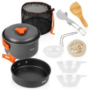Northix Set posuđa za kampiranje, aluminijski, 10 dijelova, lagani