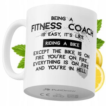 Šalica za fitness trenera, smiješni i duhoviti dizajn za kavu i čaj, poklon za rođendan i imendan, premium šalica za posebne prilike, za dom i ured, bijela, 330 ml