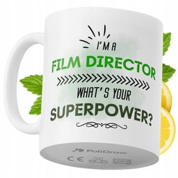Šalica za filmskog redatelja, smiješni duhoviti tekst i grafika, šalica za čaj i kavu, poklon za rođendan i imendan, premium šalica za dom i ured, bijela, 330 ml