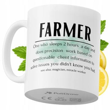 Šalica za farmera, smiješna duhovita kava čaj šalica s tekstom i grafikom, poklon za rođendan i blagdane, premium šalica za dom, ured i posao, bijela, 330 ml