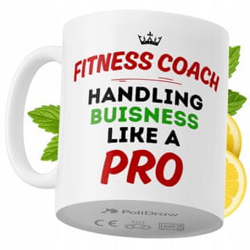 Šalica za fitness trenera, smiješna i duhovita, za kavu i čaj, sa smiješnim tekstom i grafikom, poklon za rođendan, imendan i blagdane, bijela, 330 ml