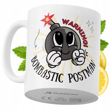 Šalica za poštara, smiješna humorna coffee tea šalica s tekstom i grafikom, poklon za rođendan, imendan, praznike, za dom ured posao, bijela, 330 ml