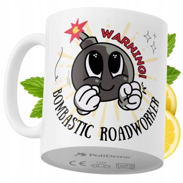 Šalica za radnika na cesti, smiješan humorističan dizajn, tekst i grafika, poklon za rođendan, imendan, blagdane, za dom ured posao, bijela, 330 ml