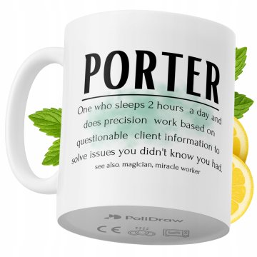 Šalica za kavu s bijelim dizajnom za Porter, smiješni i duhoviti tekst, za rođendane, imendane i posebne prigode, za dom i ured, 330 ml