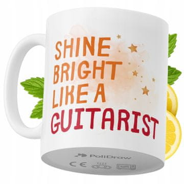 Šalica za gitarista, smiješna i duhovita šalica za kavu i čaj sa smiješnim grafičkim dizajnom, za rođendane i blagdane, bijela, 330 ml