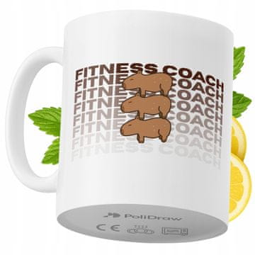 Šalica za fitness trenera, smiješni duhoviti tekst, keramička šalica za rođendan, imendan i blagdane, bijela, 330 ml