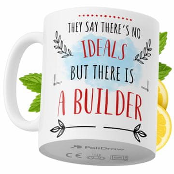 Šalica za graditelja, smiješna i duhovita, s tekstom i grafikom, za rođendane, imendane i praznike, bijela, 330 ml