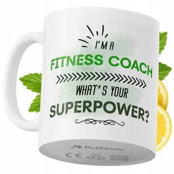 Šalica za fitness trenera, smiješni i duhoviti dizajn za čaj ili kavu, poklon za rođendan i imendan, bijela, 330 ml