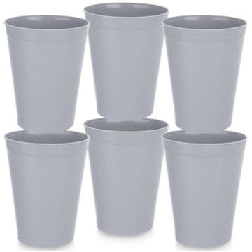 Northix Set plastičnih šalica, sive, 300 ml, 6 komada
