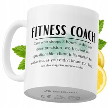 Šalica za fitness trenera, smiješan i duhovit dizajn, bijela keramička šalica za kavu i čaj, 330 ml
