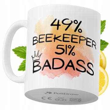 Šalica za pčelara, smiješna i duhovita, za kavu i čaj, s dizajnerskom grafikom, bijela, 330 ml
