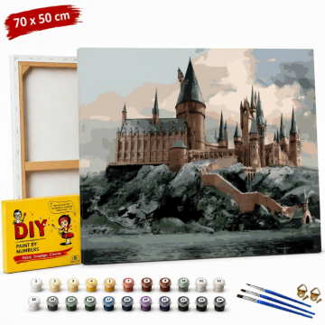 Slika za slikanje po brojevima s okvirom, prikaz Hogwartsa, Harry Potter, 70x50 cm