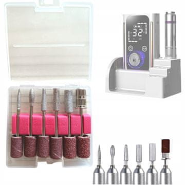 Medi Sleep 6 dijamantnih glodala za nokte za zanoktice, hibrid i gel, plamen, stožac, suzica