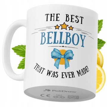 Šalica za Bellboy za 330 ml, zabawna i humorystyczna dla domu i ureda, bijela