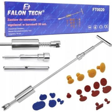 FALON-TECH Komplet za uklanjanje udubljenja PDR, inercijski čekić, 19 komada, Falon-Tech