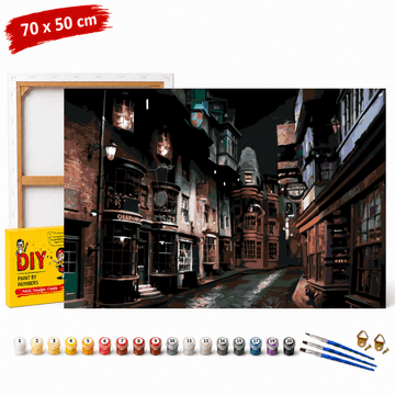 Slika za bojanje po brojevima s okvirom Pokątna Noću Harry Potter 70x50cm