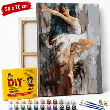 Slika za bojanje po brojevima s okvirom Balerina u bijeloj boji 50x70 cm