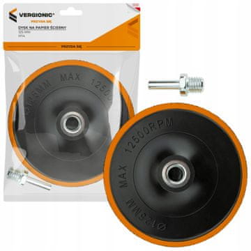 Vergionic Brusni disk na čičak s brusnim papirom, 125 mm + adapter za bušilicu