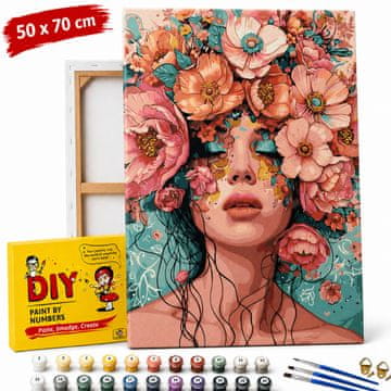 Slika slikanja po brojevima s okvirom Žena u vrtu cvijeća 50x70 cm