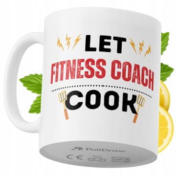 Šalica za fitness trenera, smiješni humorni tekst, bijela, 330 ml