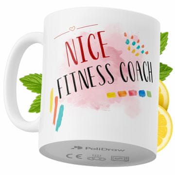 Šalica za fitness trenera, duhovita, bijela, 330 ml