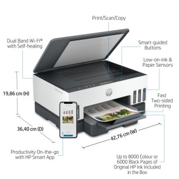Hewlett Packard Hp smart tank 720 aio pisač u boji inkjet multifunkcijski a4 15 ppm usb wi-fi