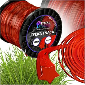 Žica za sječu zvijezda za glave trimer-kose, za travu, jaka, 2,4 mm, 100 m, GWIAZDA