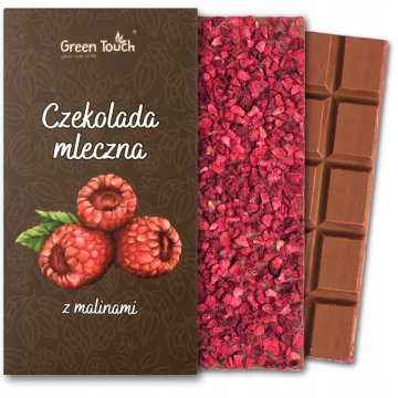 Mliječna čokolada s malinom 50 g, liofilizirana malina, kakao 35%, vanilija