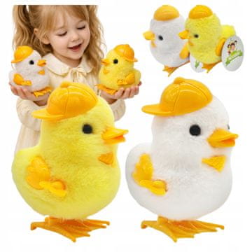 Set od 2 igračke kokoške na navijanje, skačuće, 10 cm, s kapicom, patka