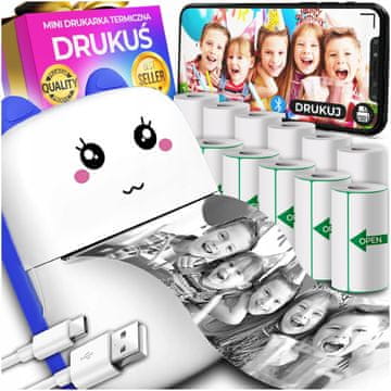 Mini termalni pisač Drukush za fotografije i bilješke, s 11 rola papira