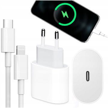 Brzi punjač 20W i kabel 1m za iPhone, kocka / tip USB-C lighting usb c