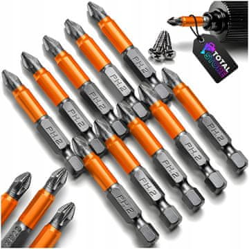 Magnetni križni nastavci za odvijač, magnetni, S2 PH2 50mm 1/4" 10kom