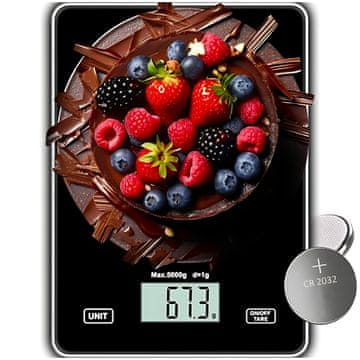 Kuhinjska elektronička vaga precizna LCD dodir crna staklena 5kg / 1g