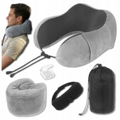 Jastuk za putovanja za vrat 3D memory foam, set 4u1 za avion i auto