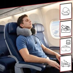 Jastuk za putovanja za vrat 3D memory foam, set 4u1 za avion i auto