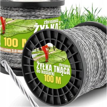 Najjača struna za trimer za glave kosilice, za travu, 3,0mm, 100m