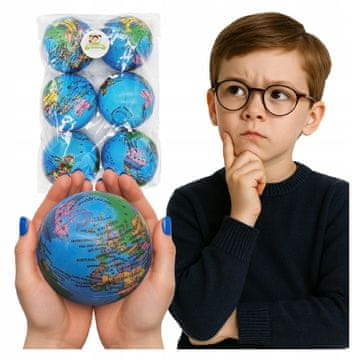 6 komada set globus lopta 10 cm edukativna loptica svijet mekana