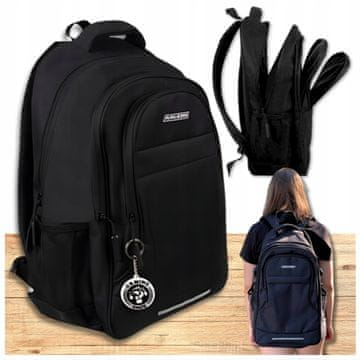 Školski ruksak 30L, veliki, sportski, za laptop A4, crni, unisex