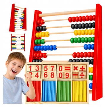 Edukativni set eko štapići za brojanje crveni drveni abakus EKO
