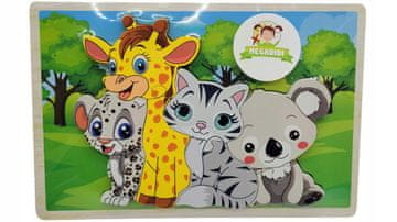 Životinje eko puzzle drvene sortirka slaganje drvo 22 x 15 cm