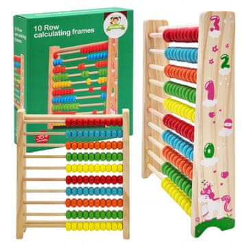 Drveno računaljko EKO JEDNOROG 25 cm, čvrsto drvo, 10 redova