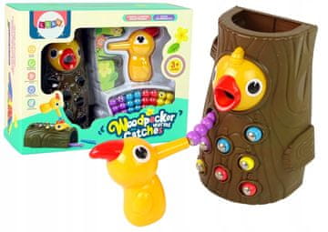 Lean-toys Igra hranjenja ptičice djetlića i crvića, spretna, magnetska