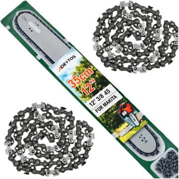 Vodilica za pilu motornu pilu + 2x lanci 35cm 12'' 45 1.3 3/8