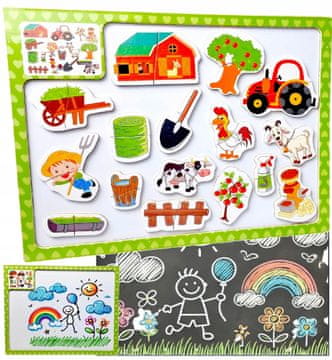 Magnetska kredna ploča Farm puzzle magneti, suho brisanje