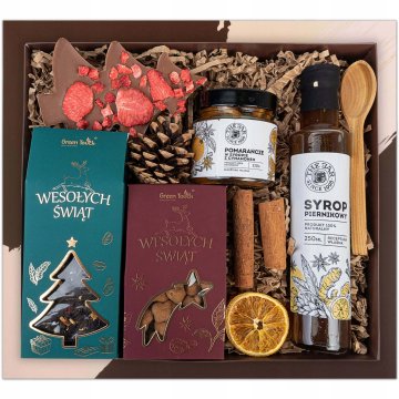 Božićni poklon set paket čaj slatkiši sirup u kutiji