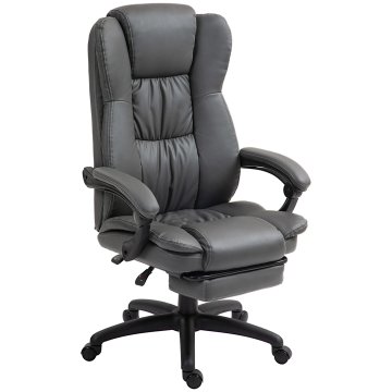 Homestar Uredska stolica za ljuljanje, ergonomska stolica za radni stol s naslonom za noge i masažom, 68,5x68,5x113-121 cm, siva