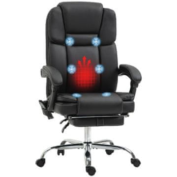 Homestar Uredska stolica ergonomska naslonjač s masažom i naslonom za noge 66x67x118-126 cm Crna