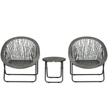 Homestar Vrtni namještaj Set sklopivi stol i 2 stolice 76x77x78 cm Siva