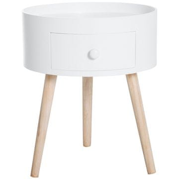 Homestar Stolić za kavu okrugli bočni stol s ladicom 38x38x45 cm bijeli